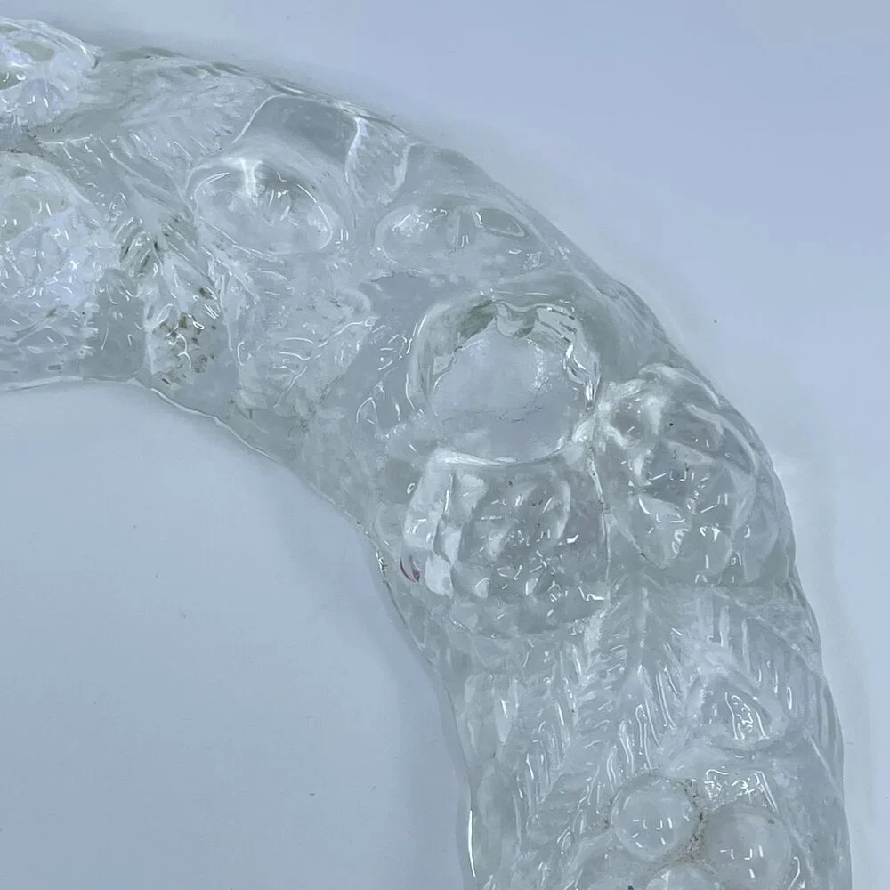 vintage vetreria etrusca clear glass christmas wreath candle holder madein italy